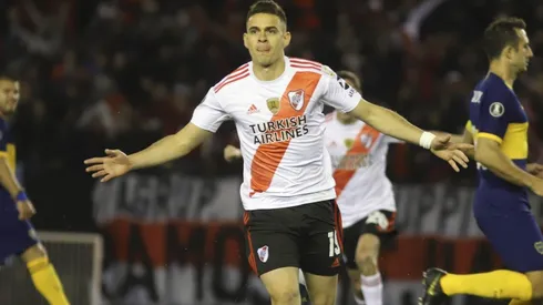 El festejo de Rafael Borré en el partido de ida.