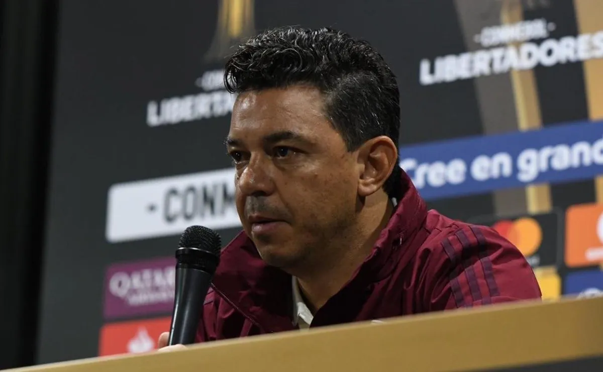 Gallardo, en la conferencia de prensa que brindó este mediodía en el Monumental.