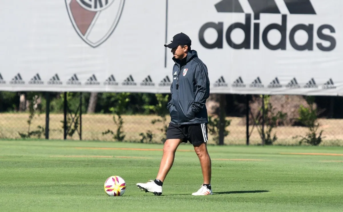 Gallardo, en el entrenamiento de River.
