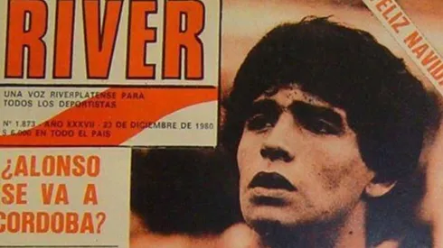 La histórica revista River le dedicó una portada a la posible transferencia de Maradona al Más Grande.