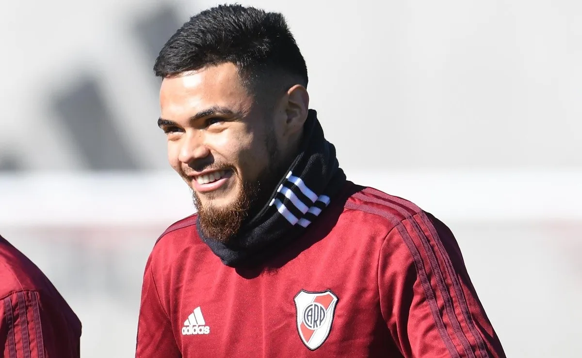 Paulo Díaz, en un entrenamiento de River.