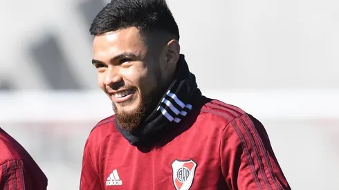 Paulo Díaz, en un entrenamiento de River.