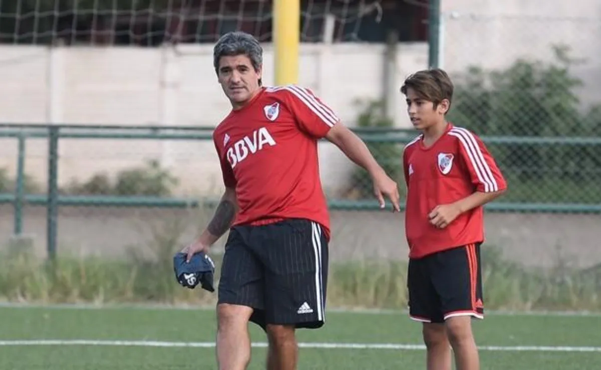 Ortega trabajando en las Inferiores de River.