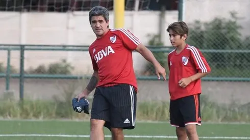 Ortega trabajando en las Inferiores de River.
