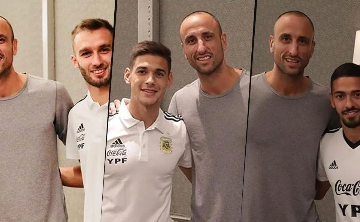 ¡Martínez Quarta y varios ex-River aprovecharon a fotografiarse con Manu!