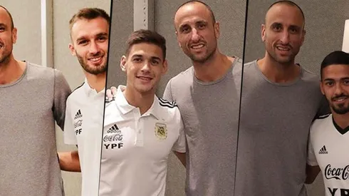 ¡Martínez Quarta y varios ex-River aprovecharon a fotografiarse con Manu!