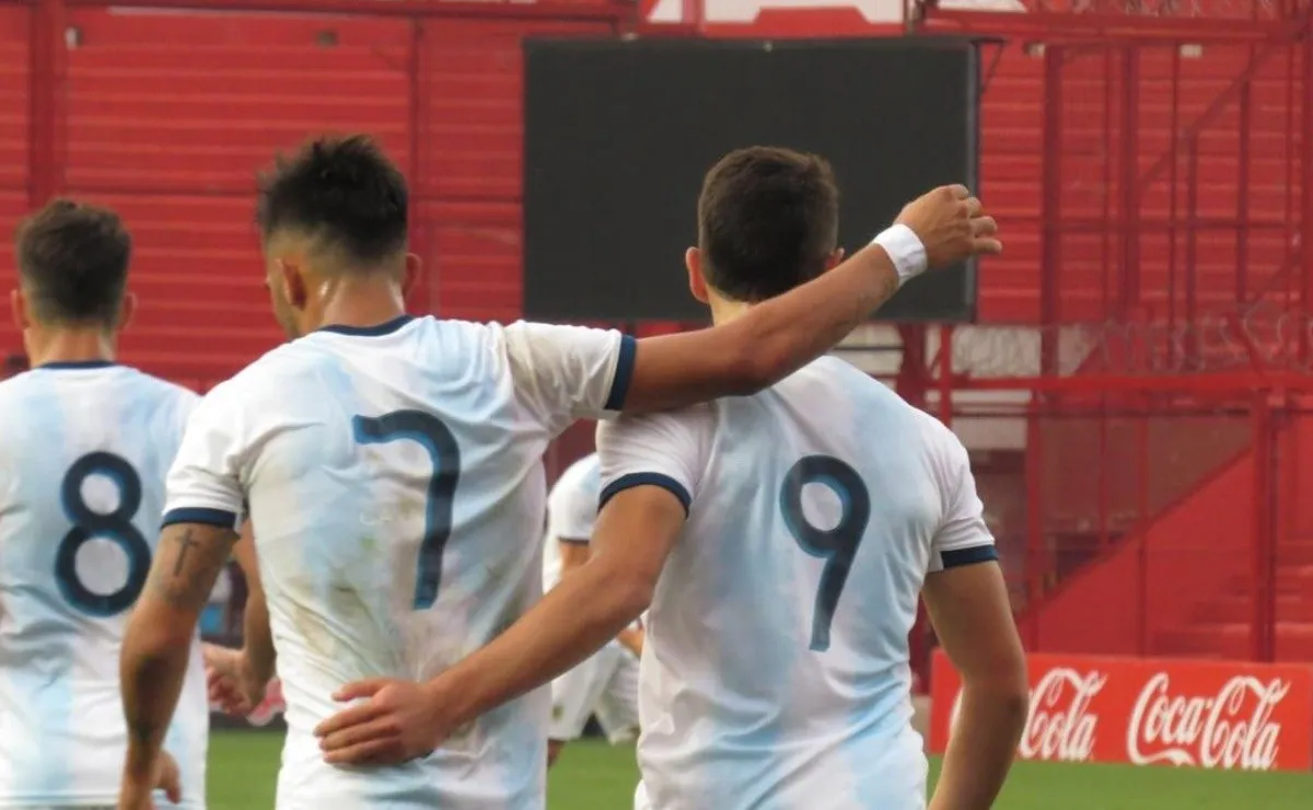 El festejo de los jugadores argentinos.