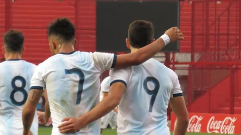 El festejo de los jugadores argentinos.