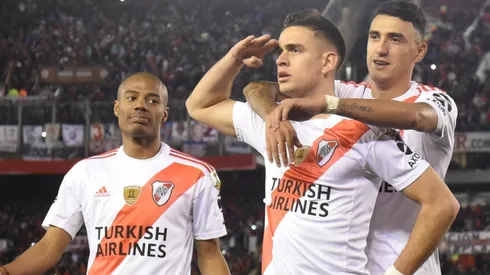 Borré, el comandante, celebrando un gol con River.