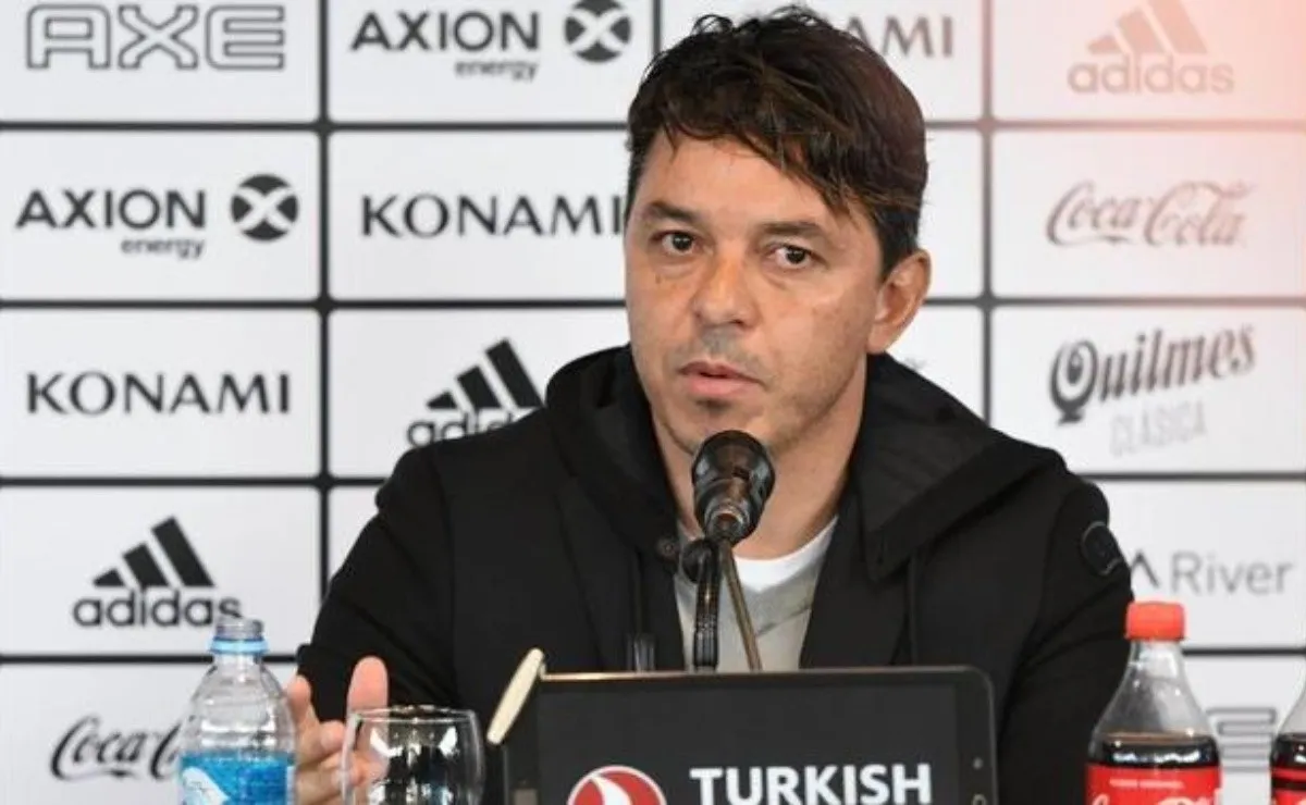 Gallardo, en la conferencia de prensa que tuvo lugar en Ezeiza.
