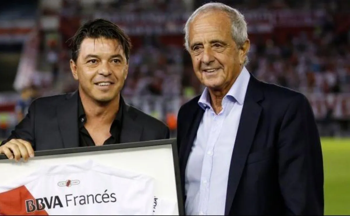 Gallardo y D'Onofrio, juntos en el Monumental.