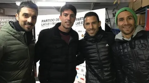 Nacho y Leo Ponzio, presentes en el evento en Hughes. Con ellos, Lautaro Formica y Maxi Rodríguez
