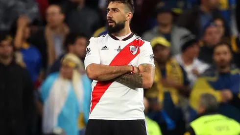 Pratto celebra el gol que le hizo a Boca en la final que tuvo lugar en Madrid.
