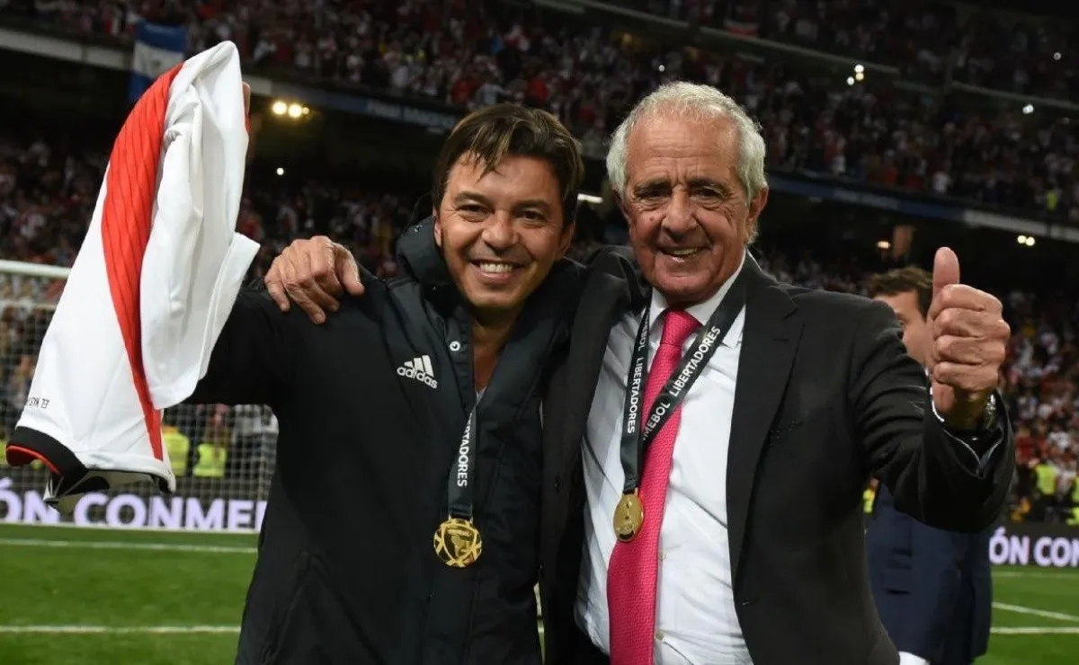 D'Onofrio y Gallardo, juntos tras conquistar la Libertadores 2018 ante Boca.