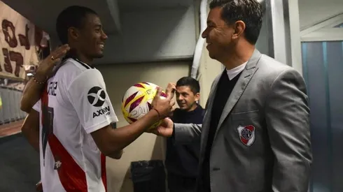 El entrenador de River se mostró contento por el presente del uruguayo.