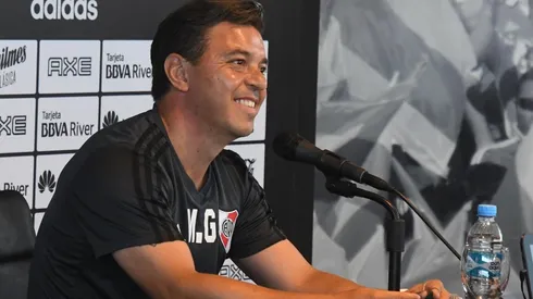 Gallardo en la conferencia de prensa que tuvo lugar en Ezeiza.