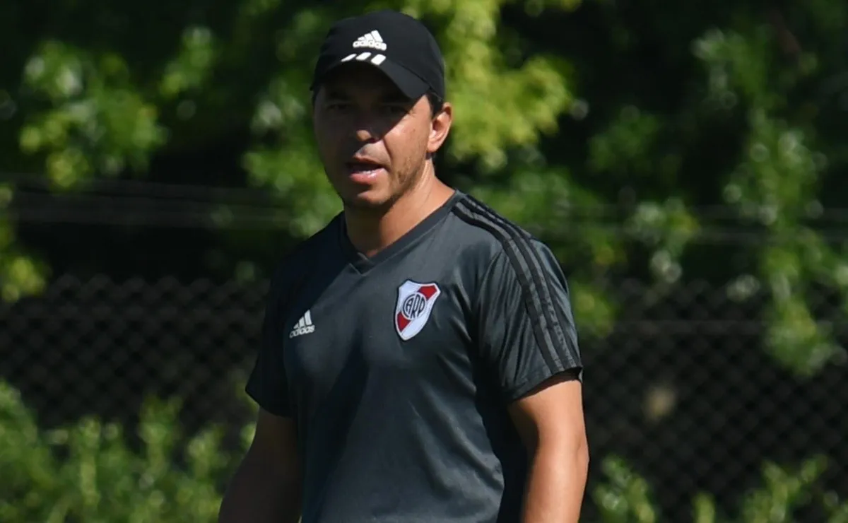 Gallardo, en la práctica que se llevó a cabo en el River Camp.