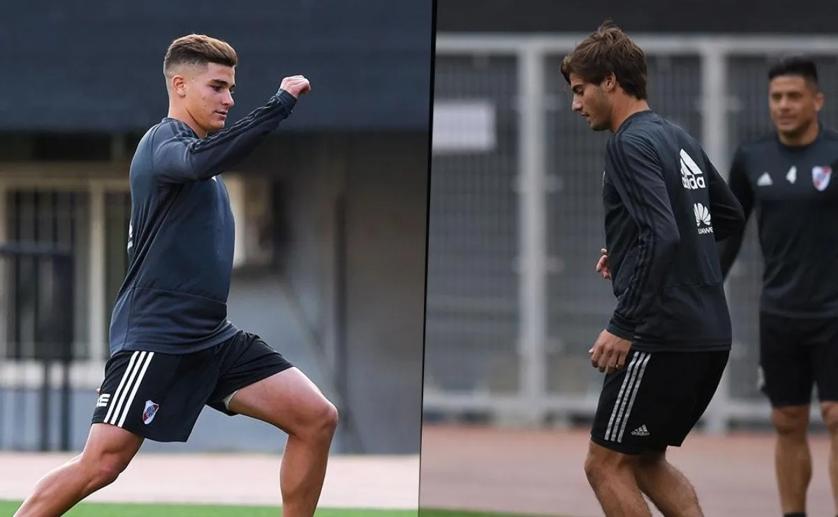 Julián Álvarez y Santiago Sosa volverán a entrenarse en River esta tarde.