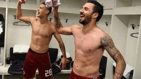 Scocco se dio el lujo de festejar con el equipo que amó desde chico.