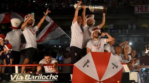 El plantel de River y un festejo a todo trapo en el Monumental.