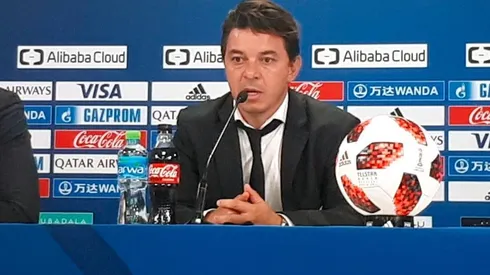 Marcelo Gallardo en la conferencia de prensa post triunfo ante Kashima.