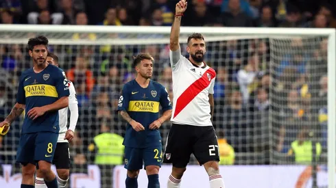 Pratto le hizo dos goles a Boca en las finales de la Libertadores 2018.