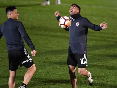 Sigue loco: el Pity tira cañitos en el entrenamiento de River en Madrid