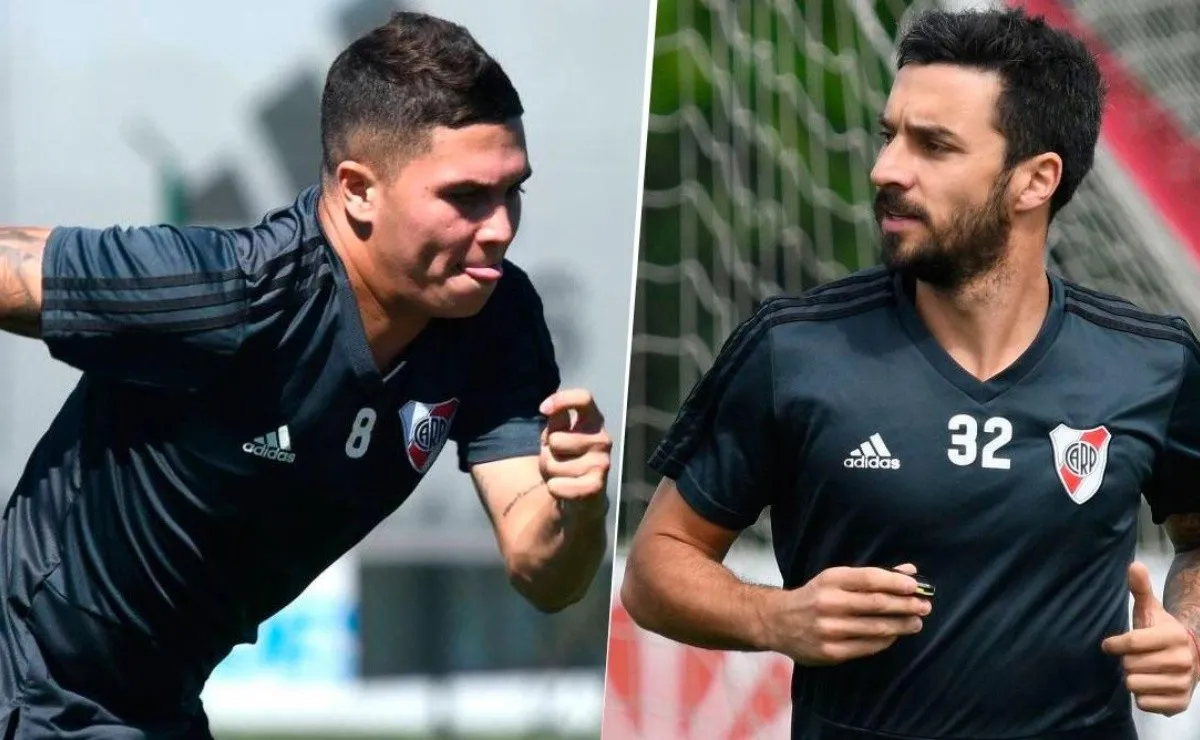 Quintero y Scocco, dos de los futbolistas averiados en River.