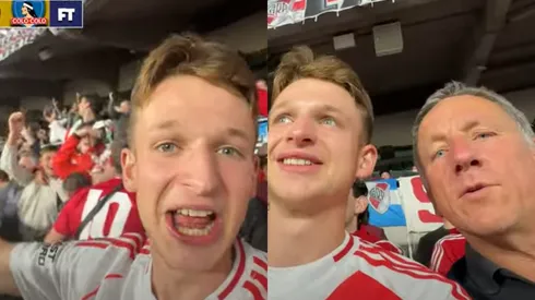 Dos ingleses maravillados con el Monumental y la hinchada de River (Captura Youtube).