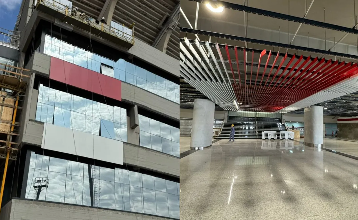Siguen las obras en el hall y la fachada del Monumental. (Fotos: LPM).