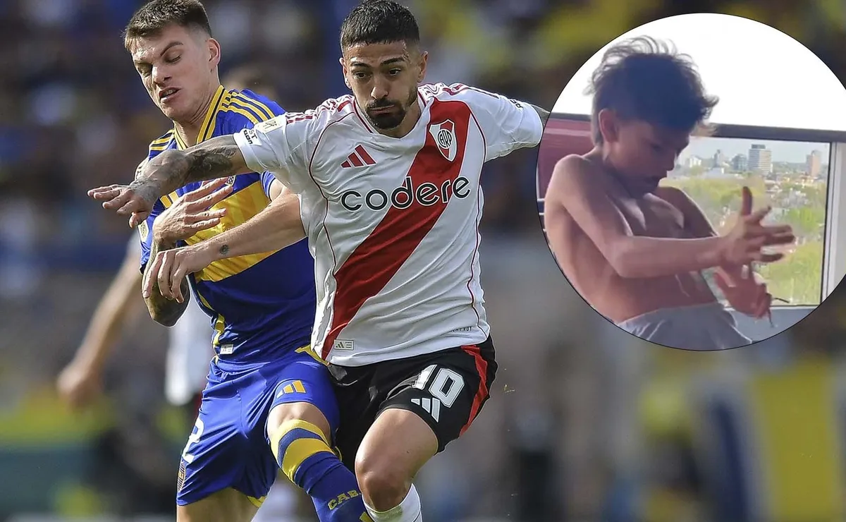 El hijo de Lanzini enloqueció con el gol de River.