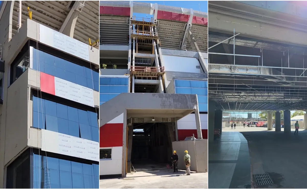 Avanzan las obras en el Monumental: placas de aluminio para la fachada y unión de tribunas