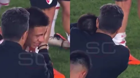 Abrazo paternal de Gallardo a Echeverri (Foto Captura ESPN).