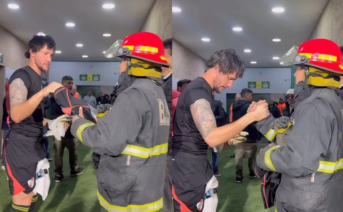 Ledesma y un gesto para destacar en Florencio Varela. (Captura: TNT Sports).