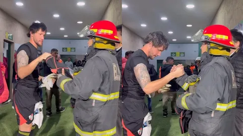 Ledesma y un gesto para destacar en Florencio Varela. (Captura: TNT Sports).