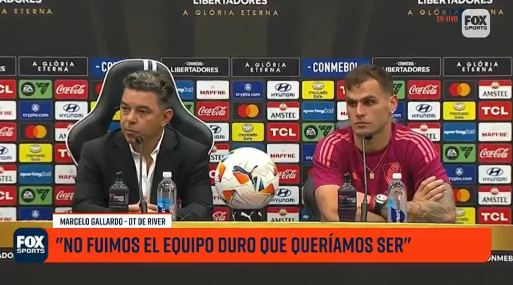 Marcelo Gallardo en la conferencia posterior a la durísima derrota de River ante Atlético Mineiro en la ida de la semifinal de la Copa Libertadores 2024.
