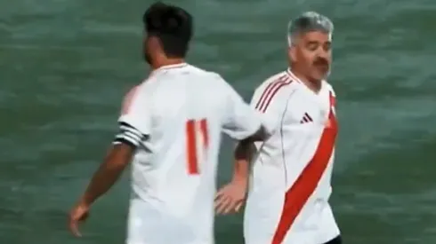 Ariel Ortega y el Chori Domínguez en el Senior de River.