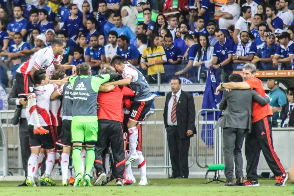 El festejo de River ante Cruzeiro en Belo Horizonte