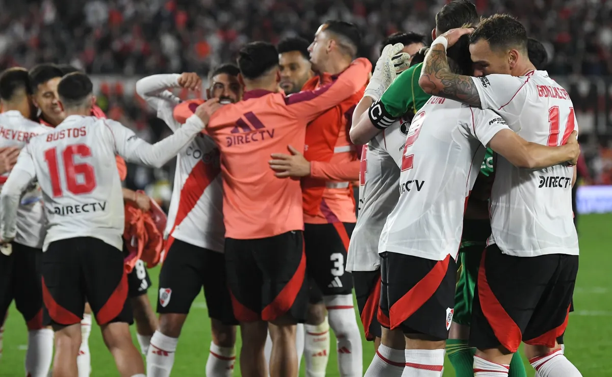 Los jugadores de River, en pleno festejo.