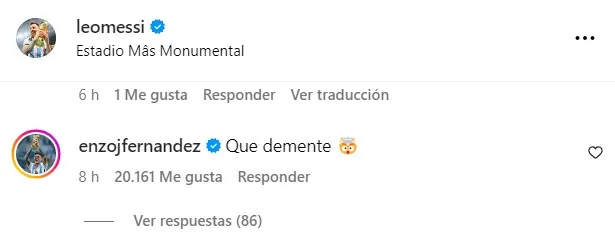 La reacción de Enzo Fernández al partidazo de Lionel Messi ante Bolivia en el Estadio Monumental.