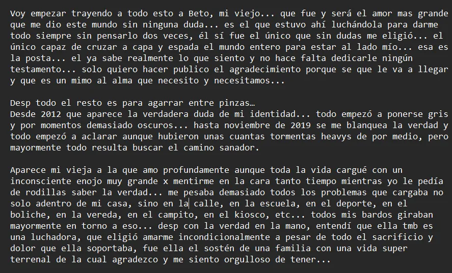 El relato de Facundo Bono, hijo de Martín Demichelis, sobre su historia (PARTE 1)