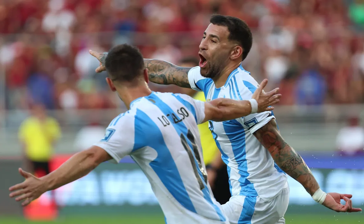 El gol de Otamendi frente a Venezuela fue el único de la Albiceleste en Maturín. Foto: Getty.