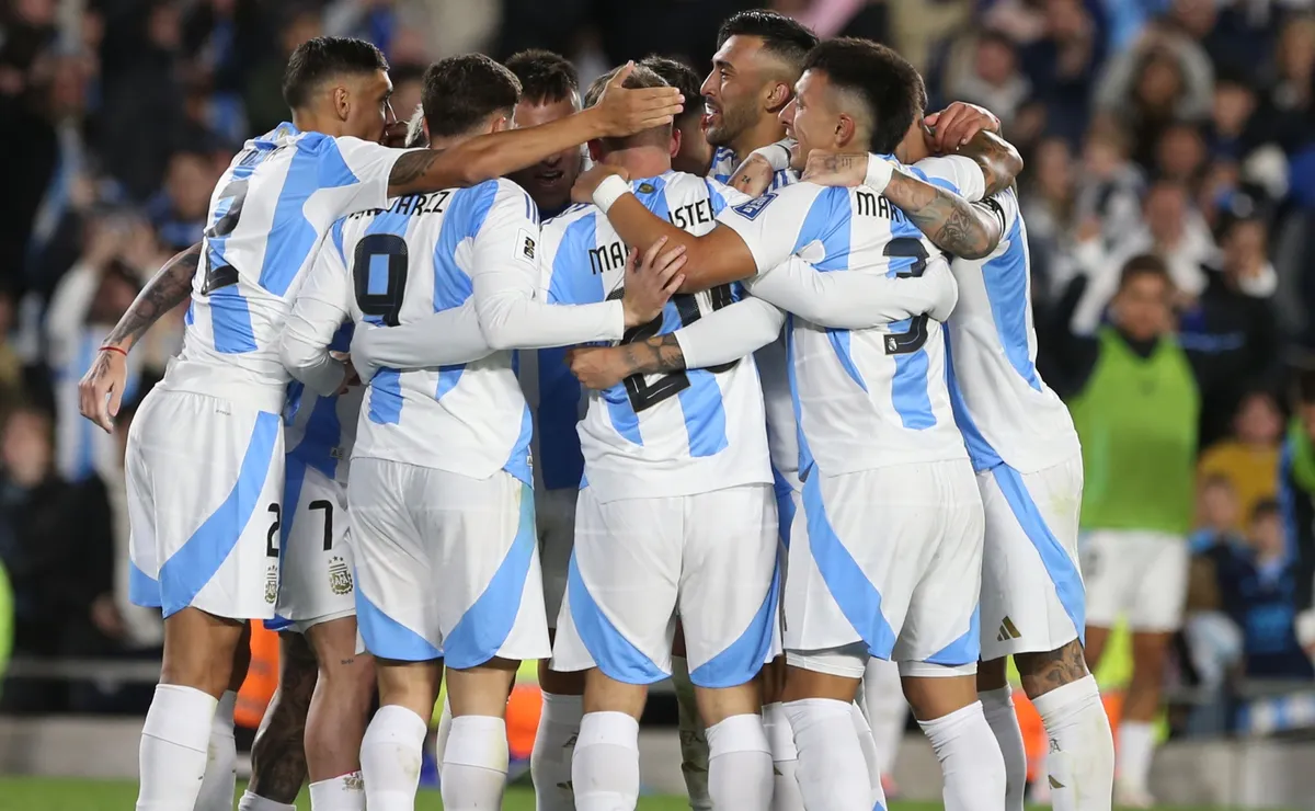 Los jugadores de Argentina, a puro festejo.