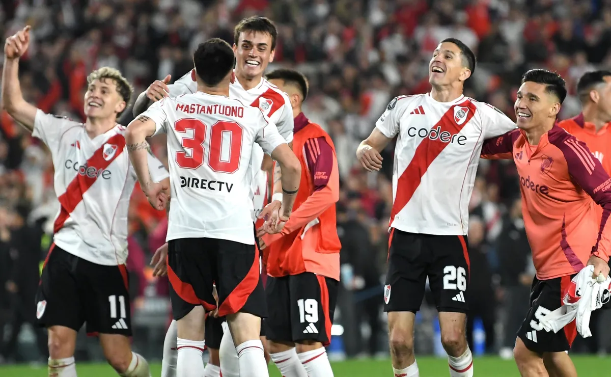 Los jugadores de River, en pleno festejo.