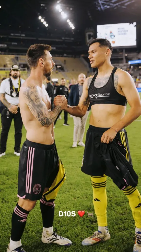 La historia de Instagram de Herrera con Messi.