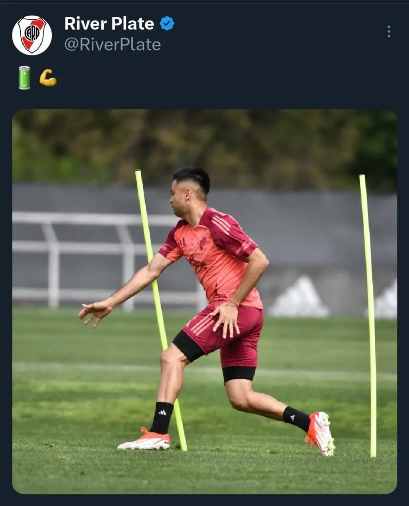 Pity, cada vez más cerca de volver (Captura X @RiverPlate).