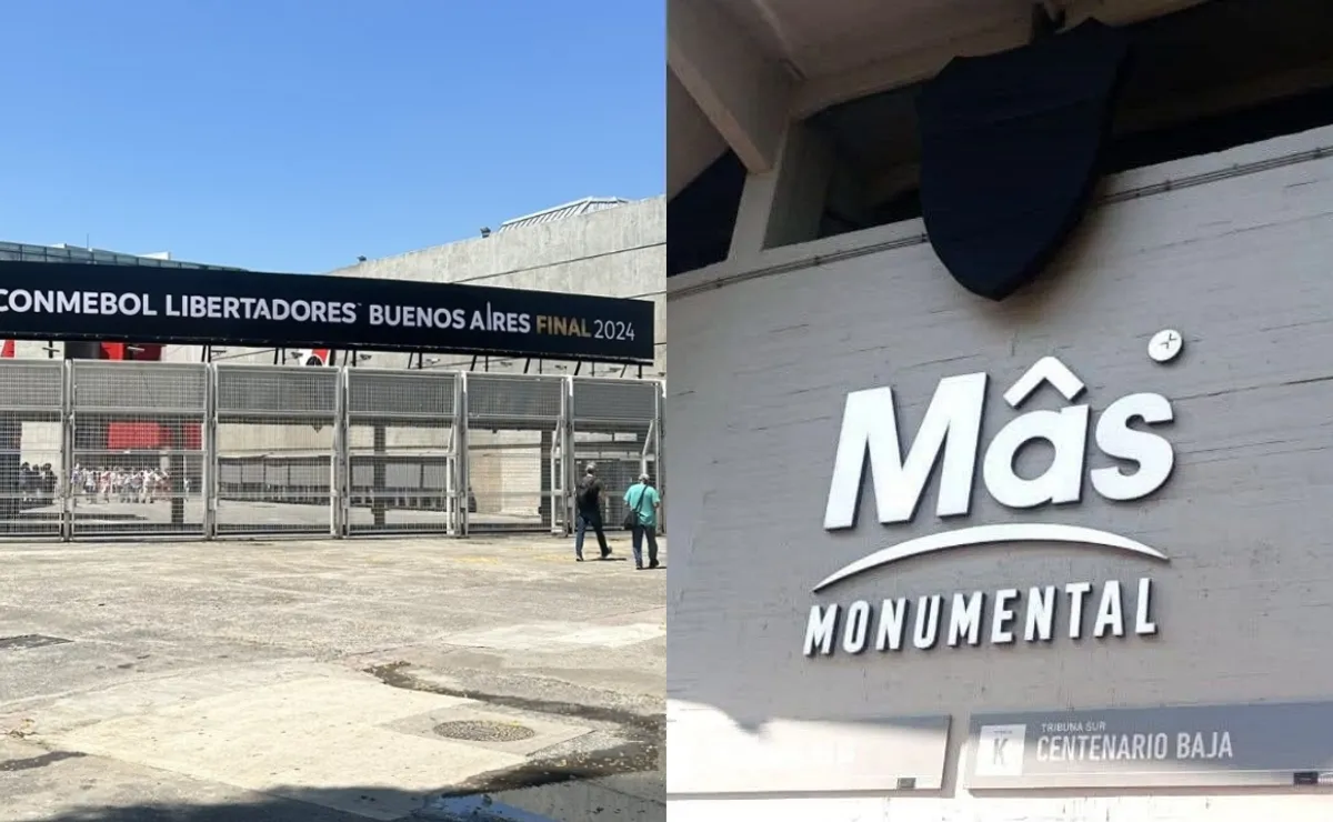 Polémica y enojo: Conmebol tapó el escudo de River y el cartel de entrada del Monumental