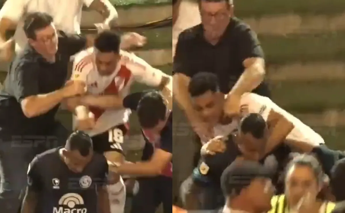 El momento exacto donde Pity tackleó a Villa (Captura ESPN)