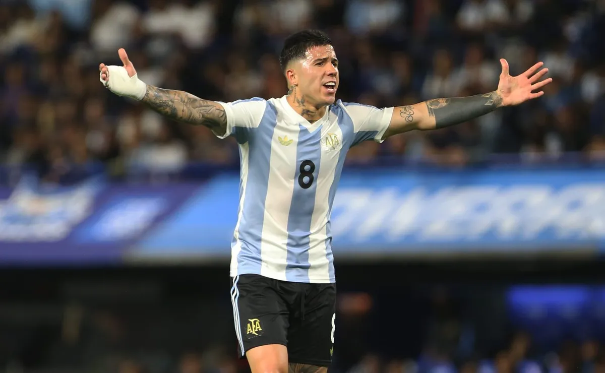 Enzo Fernández vs. Perú. (Foto: Getty).