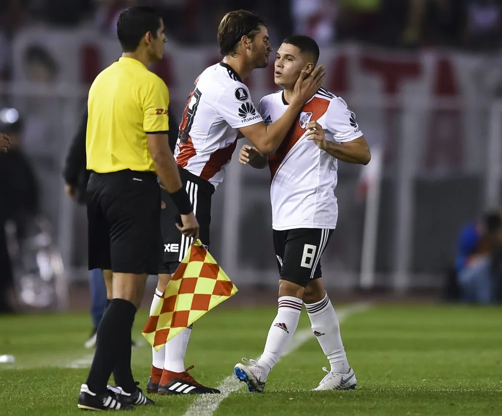 Santi Sosa debutó en Copa Libertadores 2018 ingresando por Juanfer. (Getty Images)